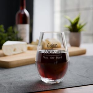 Stemless Wine Glass: Cajun Wineaux / Bless Your Heart